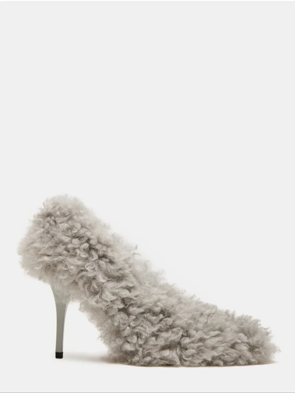 Steve Madden Faux Shearling Light Blue/Grey Pointed-Toe Stiletto Pump